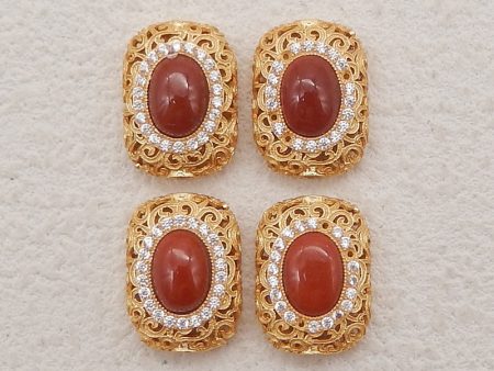 1 PC Silver Gold Plated Natural High Quality Red River Jasper Pendant Bead,Jewelry DIY Making,14×10x5mm, 2.4g Hot on Sale