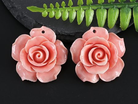 Pink Conch Shell Carved Flower Fashion For Women Earring Beads ,Birthday Gift,Women s Jewelry Accessories DIY,33×13mm,12.3g Discount