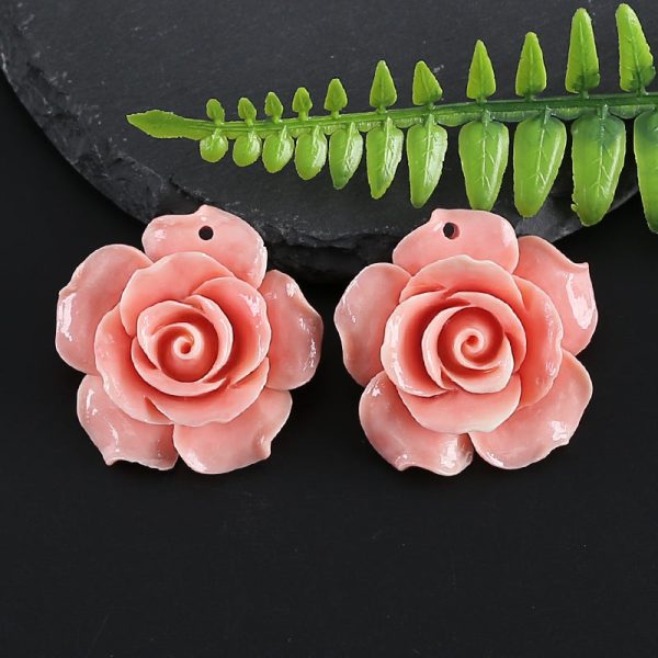 Pink Conch Shell Carved Flower Fashion For Women Earring Beads ,Birthday Gift,Women s Jewelry Accessories DIY,33×13mm,12.3g Discount