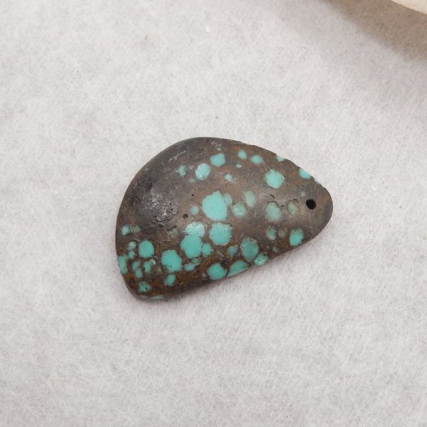 1PC Natural Beautitul Turquoise Gemstone Pendant Bead, Gemstone For Jewelry DIY Making, Drilled Flatback Cabochon, 26×17×3mm, 2.9g For Cheap