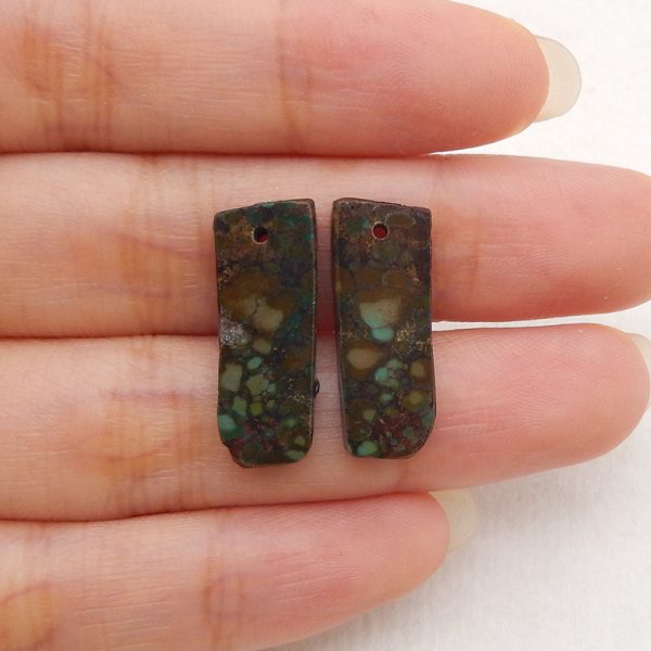 Nugget (Rough Sides) Natural Turquoise Earring Beads, Drilled Stone Earring Pair, Gemstone For Jewelry DIY Making, 21x8x2mm, 2g Online Hot Sale