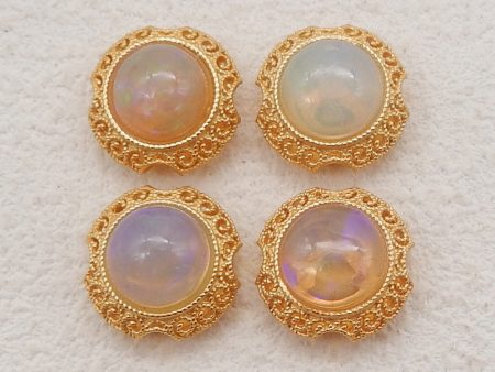 1 Pair Silver Gold Plated Natural High Quality Opal Earring Beads,Jewelry DIY Making,13x9mm, 2.4g Online now