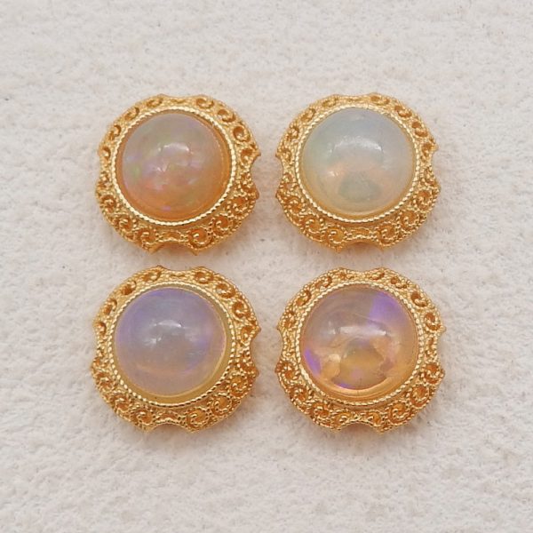 1 Pair Silver Gold Plated Natural High Quality Opal Earring Beads,Jewelry DIY Making,13x9mm, 2.4g Online now