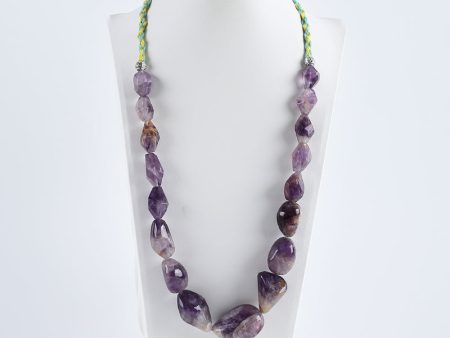 1 Strand 32 Inch Natural Amethyst Gemstone Necklace, Adjustable Necklace, 34x26x19mm,17x13x13mm,142g Sale