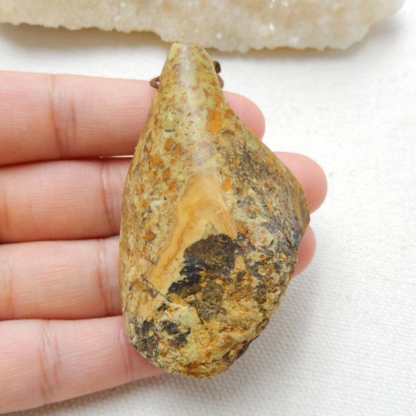 Natural Yellow Opal Pendant Bead 60x36x17mm, 31.5g Online now