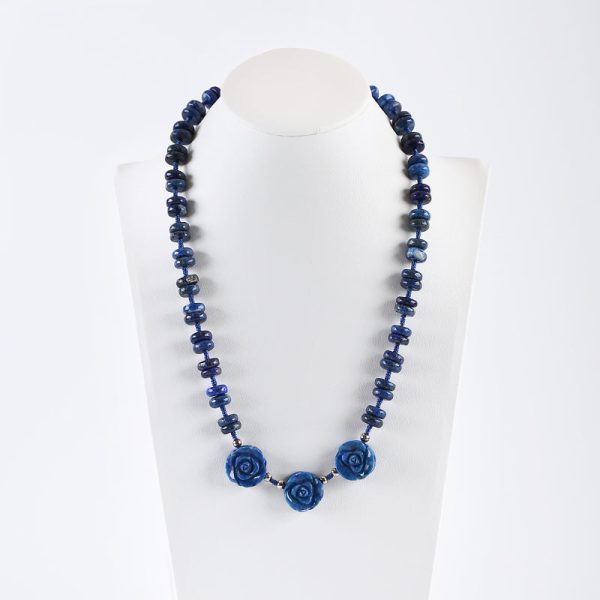 1 Strand 18.5 Inch Lapis Lazuli Gemstone Necklace,Unique Gemstone Necklace,Best Gemstone Jewelry Gift,17x8mm,10x4mm 56.2g For Sale