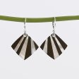 Best Gemstone Jewelry Gift! 925 Sterling Silver Natural Obsidian And MOP Intarsia Gemstone Earrings, Unique Earrings, 43x27x2mm, 5.3g For Discount