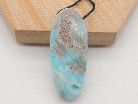 New Natural Druzy Hemimorphite Side Drilled Gemstone Pendant Bead, Gemstone For Jewelry Cabochon Making, Gem Jewelry Gift, 47x20x10mm, 17.2g Supply