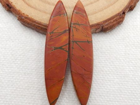 Natural Red Creek Jasper Cabochons Paired 42x9x5mm, 6.9g For Cheap