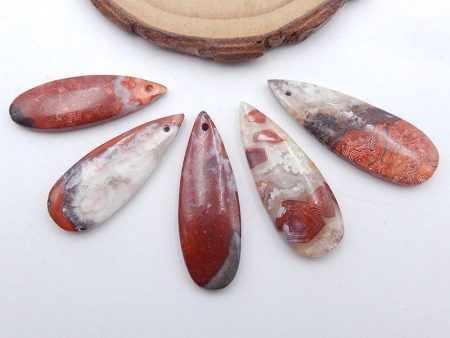 5 PCS Natural Crazy Lace Agate Pendant Beads 35x12x4mm, 33x13x4mm, 14.5g Sale