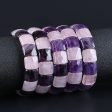 Natural Pink Quartz and Amethyst Bracelet 15*13*6mm, 21mm length, 38.5g Discount