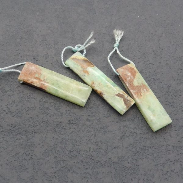 3 PCS Natural Chrysoprase Pendant Beads 41*10*4mm, 37*10*5mm, 11.4g Online now