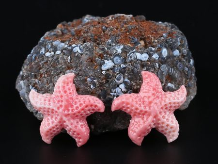 BITEFU 1Pair Pink Conch Shell (Made Of Powder Of Shell, Color Is Enhanced ) Starfish , 2.8g Sale