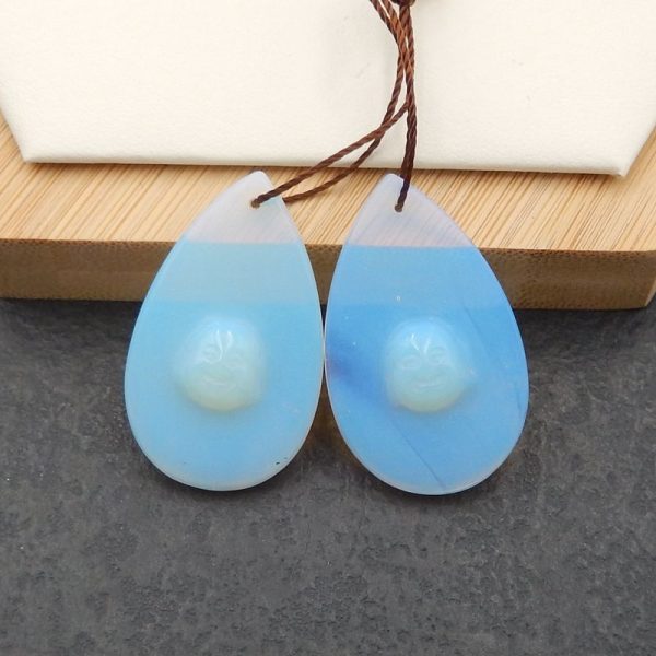 Opalite Carved buddha Earring Beads 34x21x6mm, 9.9g Online