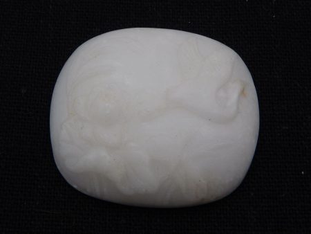 Natural And Exquisite Hand Carved White Jade Pendant Beads. 39X35X8mm, 18.8g on Sale