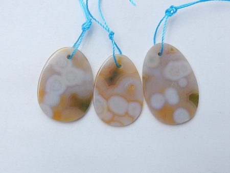 3 PCS Natural Ocean Jasper Pendant Beads 27x17x2mm, 23x16x2mm, 5.5g Online