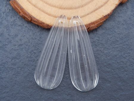 White Quartz Crystal Earring Beads 35x13x6mm, 7.0g For Sale