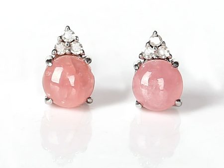 5mm Rhodochrosite And Diamond Earrings 18-Carat Platinum 7.5ct For Discount