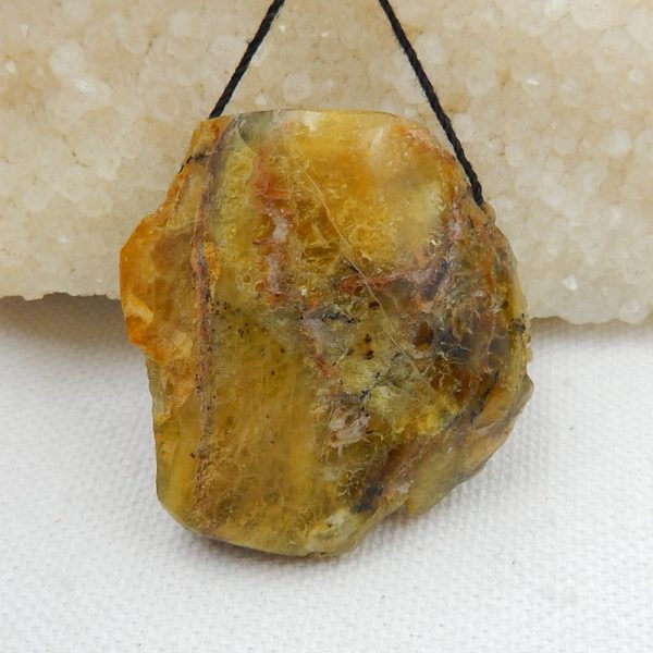 Natural Yellow Opal Pendant Bead 39x36x20mm, 24.8g Sale