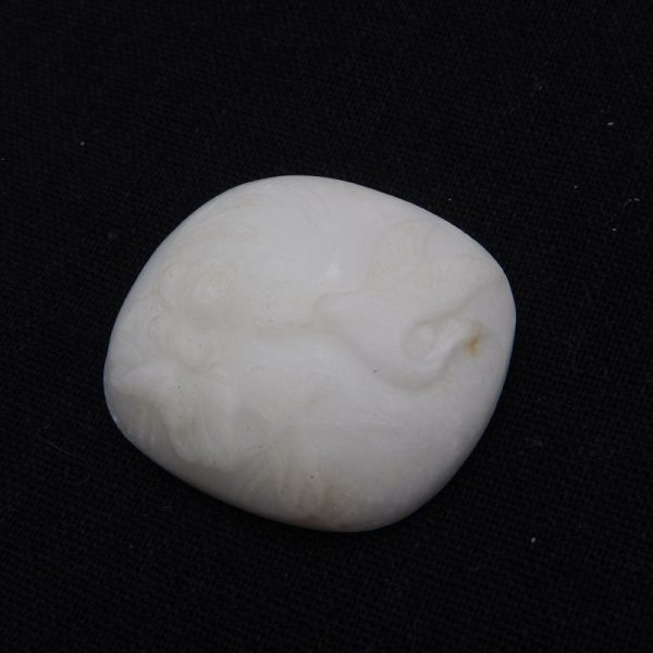 Natural And Exquisite Hand Carved White Jade Pendant Beads. 39X35X8mm, 18.8g on Sale