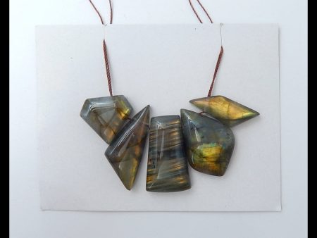 5 PCS Natural Labradorite Pendant Beads 30x18x9mm, 18x17x6mm, 26g Online Hot Sale