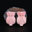 BITEFU 1Pair Pink Conch Shell (Made Of Powder Of Shell, Color Is Enhanced ) Owl , 8.8g For Sale