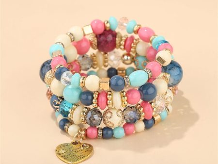 BITEFU Bohemian ethnic style retro fashion multi-layer bracelet crystal peach heart beaded ladies hand jewelry necklace Online