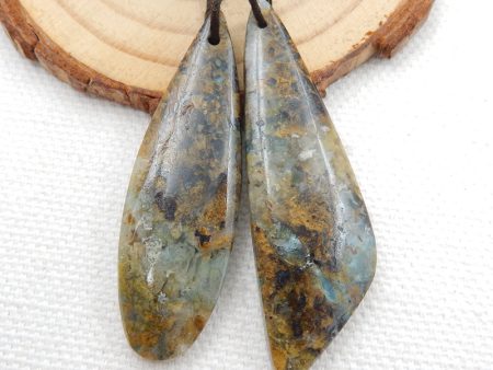 2 PCS Natural Ocean Jasper Pendant Beads 45X14X6mm, 42X13X5mm, 8.5g Cheap