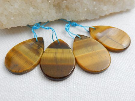 4 PCS Natural Tiger s Eye Pendant Beads 29x19x3mm, 15.2g Online Sale