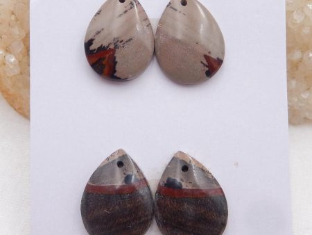 2 Pairs Natural Biggs Jasper Pendant Beads 20x15x4mm, 8g Fashion