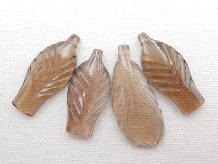 4 PCS Natural Smoky Quartz Pendant Beads 30x14x4mm, 35x15x4mm, 12.3g Online Sale