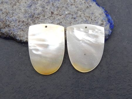 1 Pair Natural MOP (Mother Of Pearl) Gemstone Earrings Beads, Gemstone Earring Pair, Drilled Stone Earrings,26x20x3mm, 6.3g Online Hot Sale