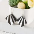 Best Gemstone Jewelry Gift! 925 Sterling Silver Natural Obsidian And MOP Intarsia Gemstone Earrings, Unique Earrings, 43x27x2mm, 5.3g For Discount