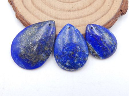 3 PCS Natural Lapis Lazuli Pendant Beads 29x20x3mm, 20x15x4mm, 7.6g Online