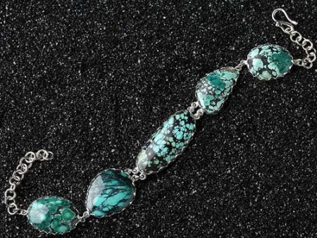 Natural Turquoise Buckle Bracelet with 925 Sterling Silver 18.5cm, 15.2g Fashion