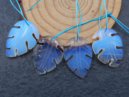 4 PCS Opalite Carved leaf Pendant Beads 23x18x3mm, 8.1g Hot on Sale