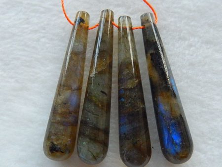 4 PCS Natural Labradorite Pendant Beads 42x8mm, 41x8mm, 15g Fashion