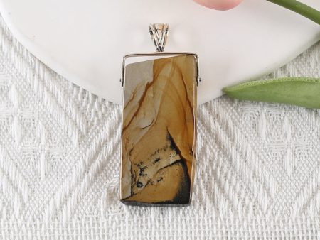 925 Sterling Silver Natural Picture Jasper Pendant, Popular Jewelry Gift,70x30x8mm, 27.3g Hot on Sale