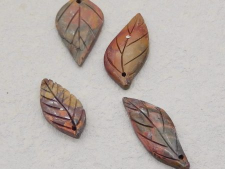 4 PCS Natural Red Creek Jasper Pendant Beads 29*17*4mm, 23*16*5mm, 9.2g Discount