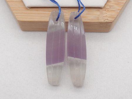 1 Pair Natural Fluorite Gemstone Earrings Beads, Gem Jewelry Gift, Jewelry DIY Making, 42x12x12mm, 24.2g Online