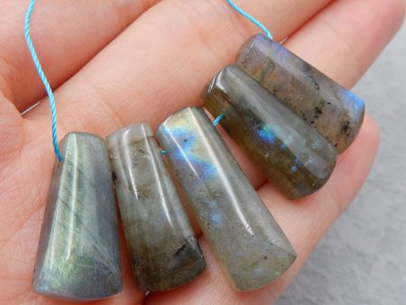 5 PCS Natural Labradorite Pendant Beads 22X10X5mm, 27X10X6mm, 12.8g Online now