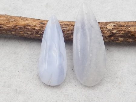 2 PCS Natural Blue Lace Agate Pendant Beads 30*12*5mm, 26*10*4mm, 4.5g Online