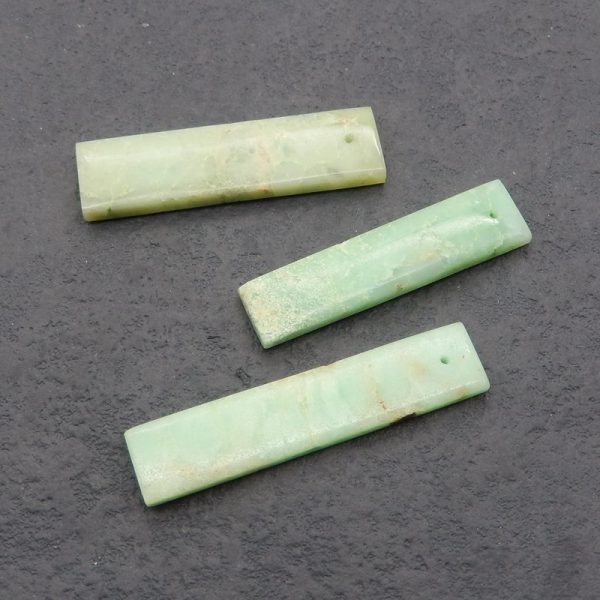 3 PCS Natural Chrysoprase Pendant Beads 38*9*4mm, 43*10*3mm, 10.2g Discount