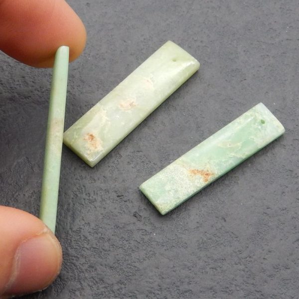 3 PCS Natural Chrysoprase Pendant Beads 38*9*4mm, 43*10*3mm, 10.2g Discount