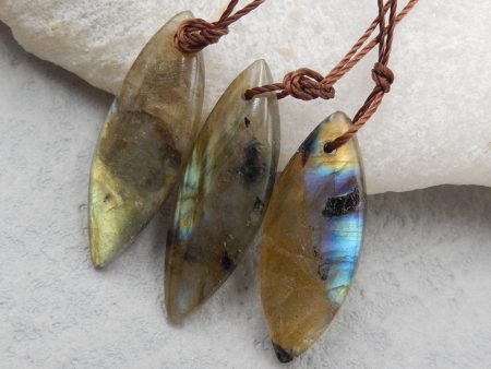 3 PCS Natural Labradorite Pendant Beads 25x10x4mm, 4.6g Hot on Sale