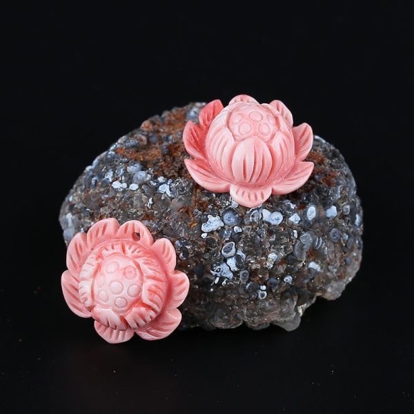 BITEFU 1Pair Pink Conch Shell (Made Of Powder Of Shell, Color Is Enhanced ) Lotus Flower, 5.6g Online