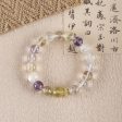 BITEFU Handmade Natural Amethyst And White Quartz, Citrine ,Colorful Gemstone Bracelet, Unique Gemstone Jewelry , 25.5g Discount