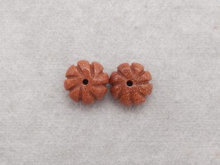 1 Pair Carved Natural Red Sand Sun Sitara  Flower Gemstone Earring Beads, Jewelry DIY Making, 15x5mm, 1.9g For Cheap