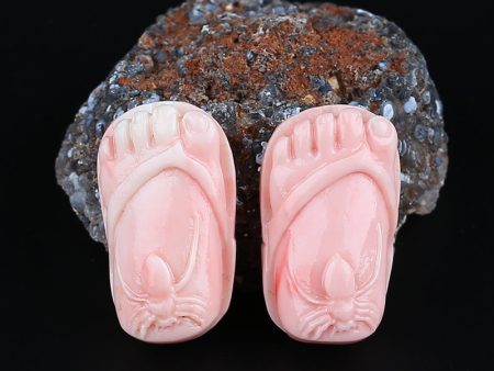 BITEFU 1Pair Pink Conch Shell (Made Of Powder Of Shell, Color Is Enhanced ) Foot , 10.2g Cheap