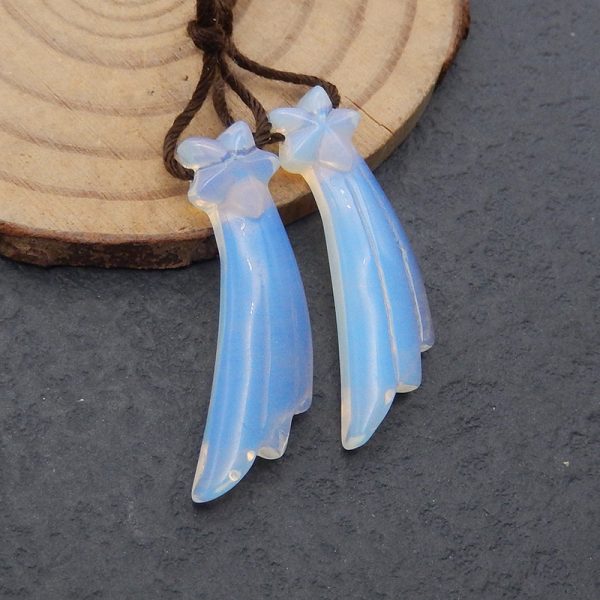 Opalite Gemstone Earring Beads,Side Drilled Stone Earring Pair, Handmade Jewelry DIY Making, 31x9×4mm,2.9g Fashion